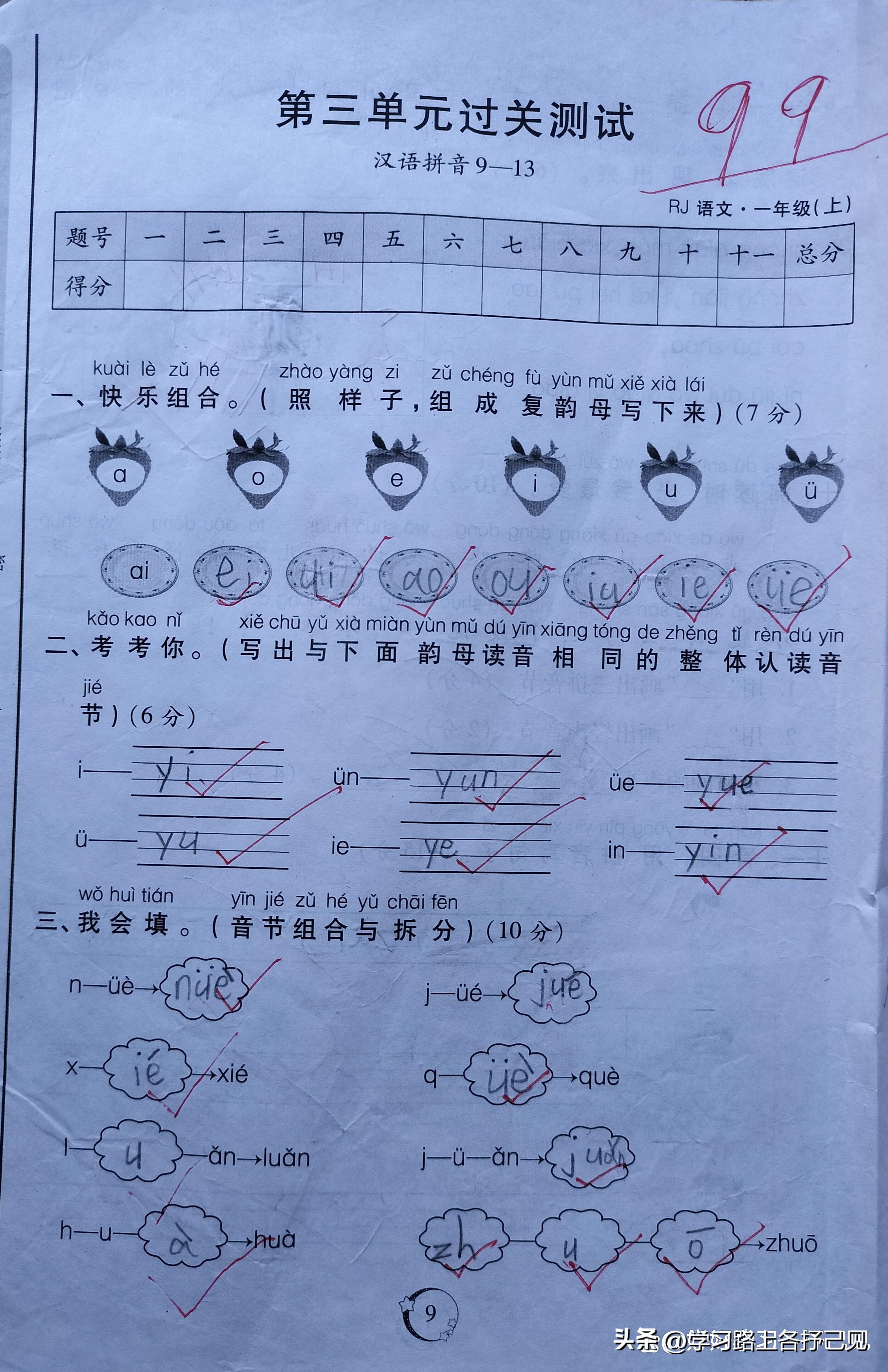 复韵母有哪些(一年级语文第三单元汉语拼音9~I3,拼音综合,对付“ü”,我能行)(图1) 复韵母有哪些(一年级语文第三单元汉语拼音9~I3,拼音综合,对付“ü”,我能行)(图1)
